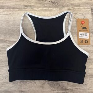 MNRepublic Women's Black & White Racerback Sports Bra - XS